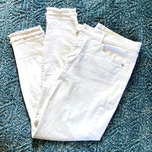 Loft Double Frayed White Modern Skinny Jeans